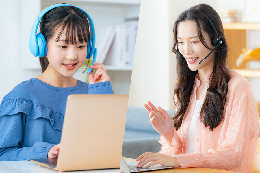 同じ先生を指名してマンツーマンレッスンを受ける様子