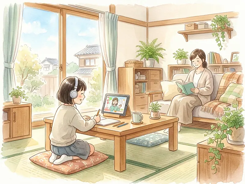 自宅でオンラインレッスンを受けるイメージ